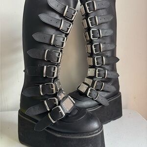 Demonia Damned 318 Black Vegan Leather Platform Boots size 7
